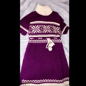Purple and Beige turtle neck sweater dress